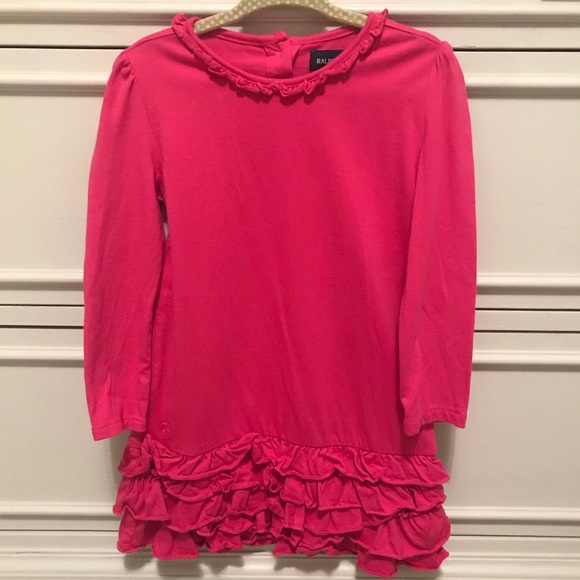 RALPH LAUREN PINK RUFFLE DRESS 24 MONTHS EUC - Picture 1 of 4